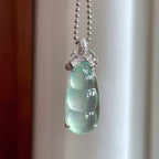 18k金镶冰种晴底翡翠豆子（yc244874）