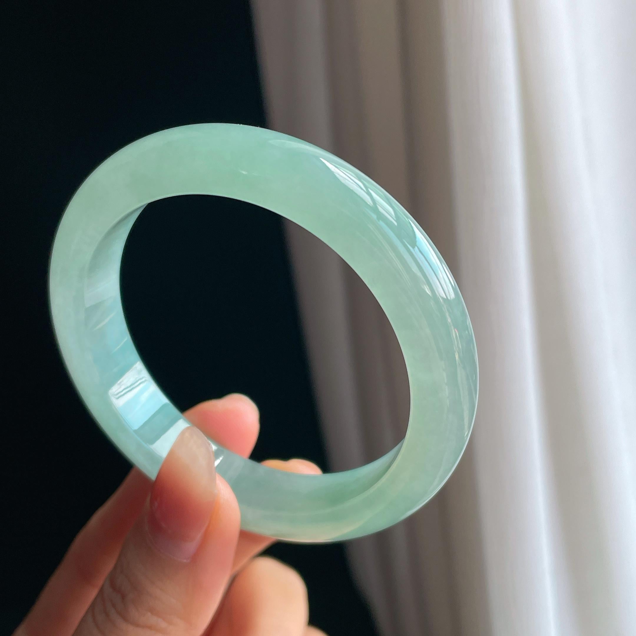 冰种晴底翡翠平安镯（56mm）（yc343939）