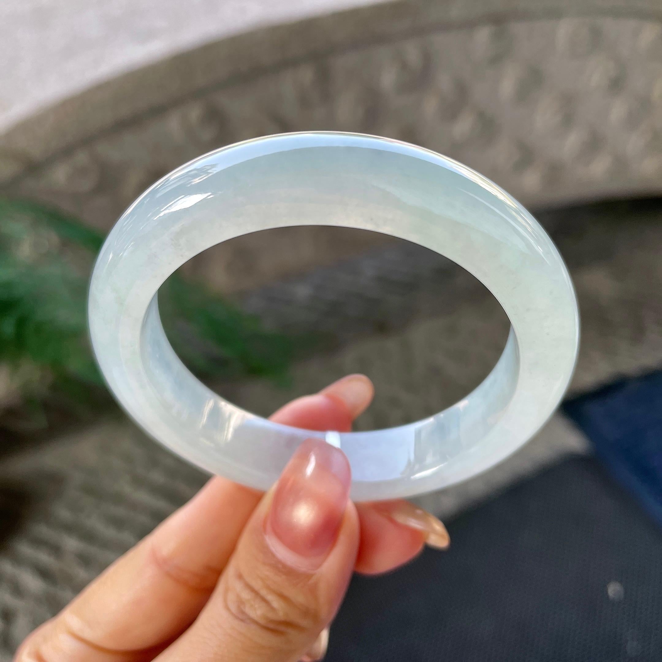 糯冰种带底色平安镯（53.6mm）（yc305688）