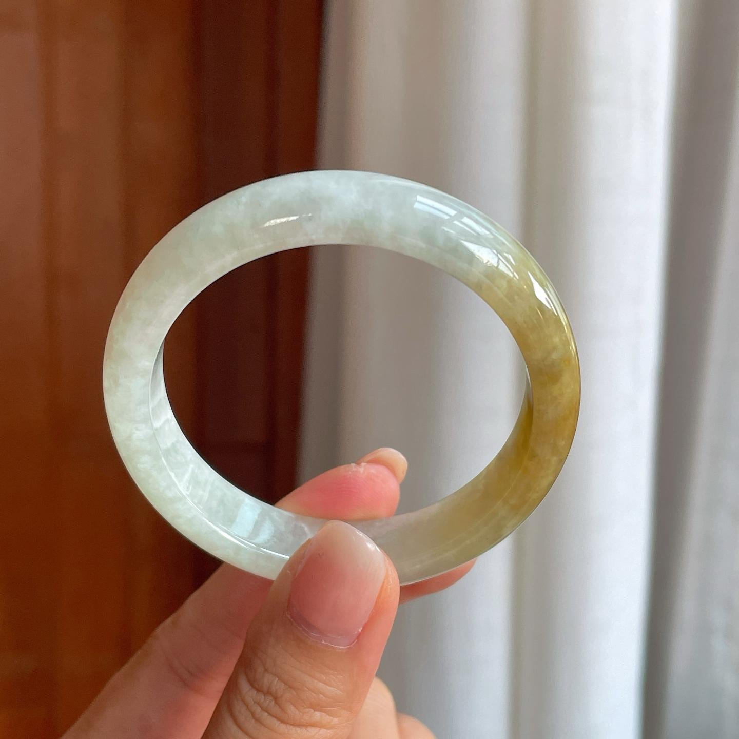 糯冰黄翡翡翠平安镯（52mm）（yc396389）