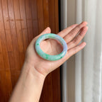 糯冰紫底带色翡翠平安镯（53mm）（yc400228）
