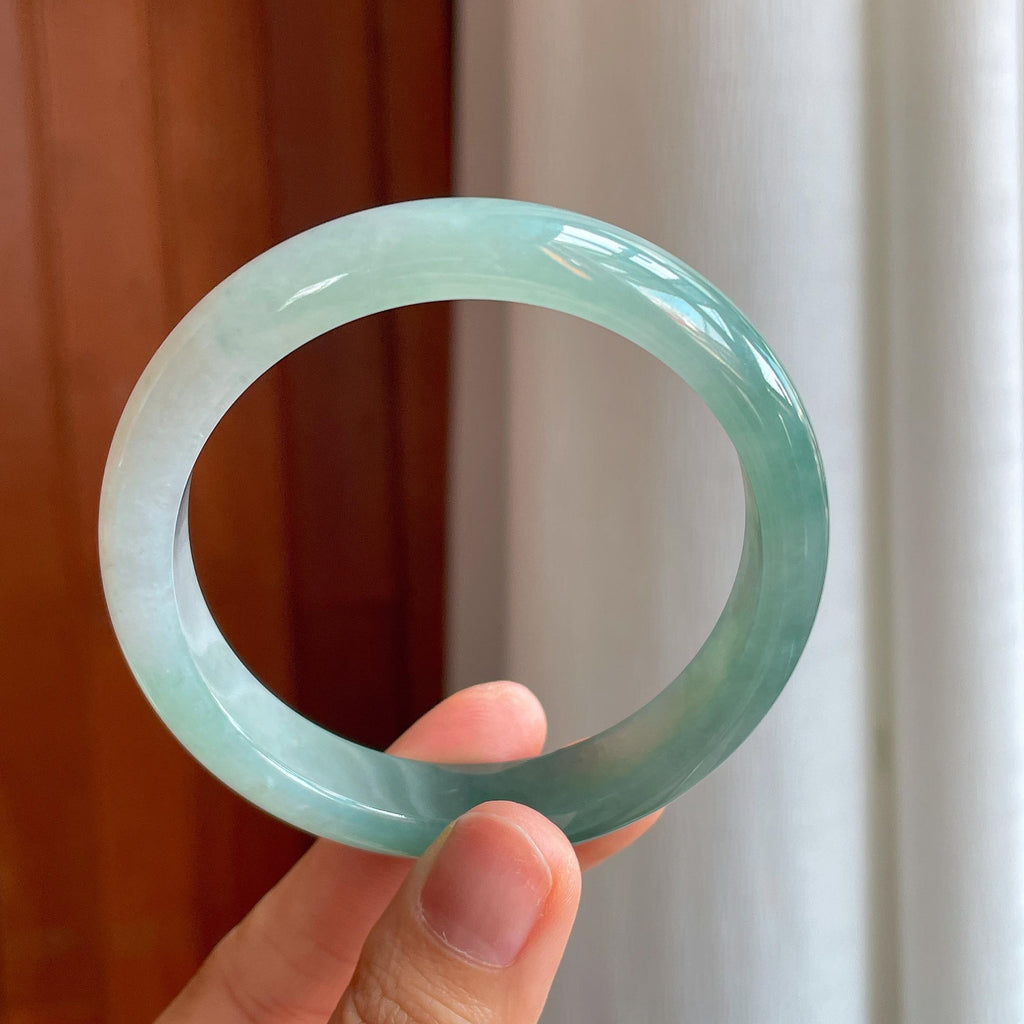 糯冰种半山半水翡翠平安镯（57mm）（yc358360）