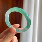 冰种湖水绿翡翠平安镯（52mm）（yc397212）