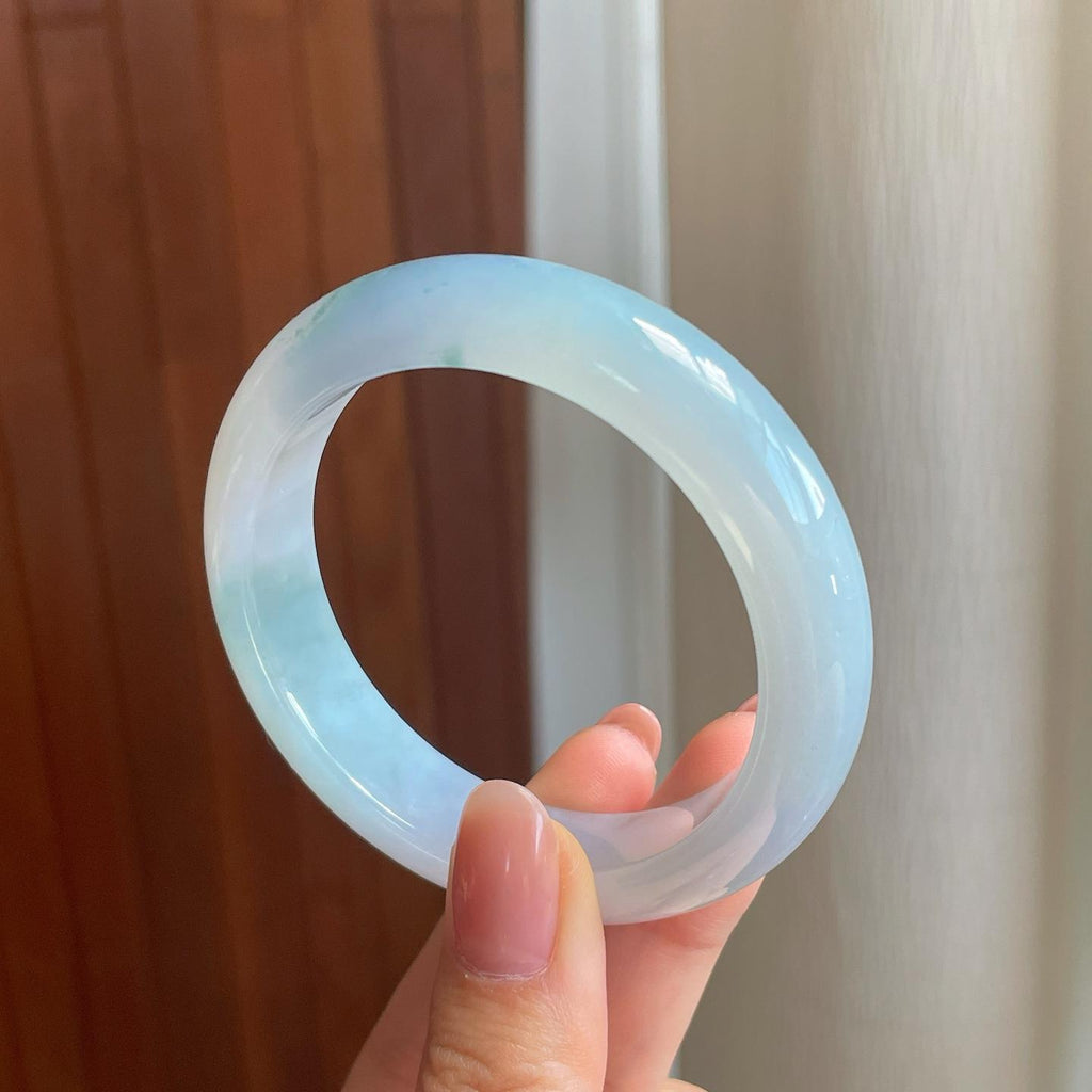 冰种飘花翡翠平安镯（53.2mm)（yc329483）