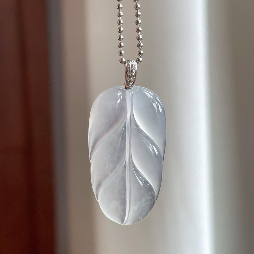 18k金扣冰种无色翡翠叶子（yc257811）