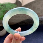 糯冰种飘花圆条手镯（58.6mm）（yc198214）