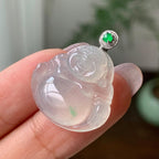 18k金钻镶糯冰种飘绿花佛公吊坠    天然缅甸A货翡翠（yc328236）