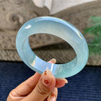 糯冰种蓝底宽版轮胎手镯（56.1mm）（yc243441）