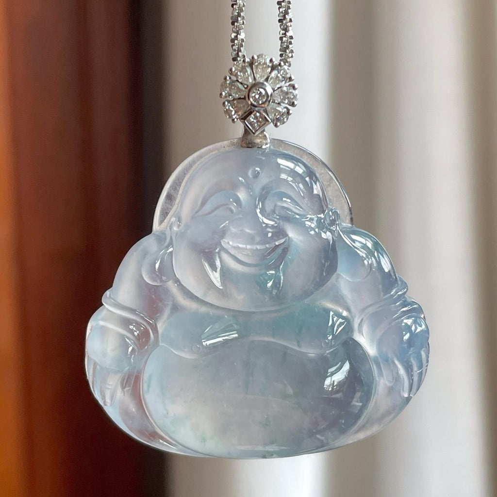 18k金扣冰种蓝紫底翡翠佛公（yc196026）