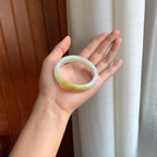 糯冰黄翡翡翠平安镯（52mm）（yc396389）