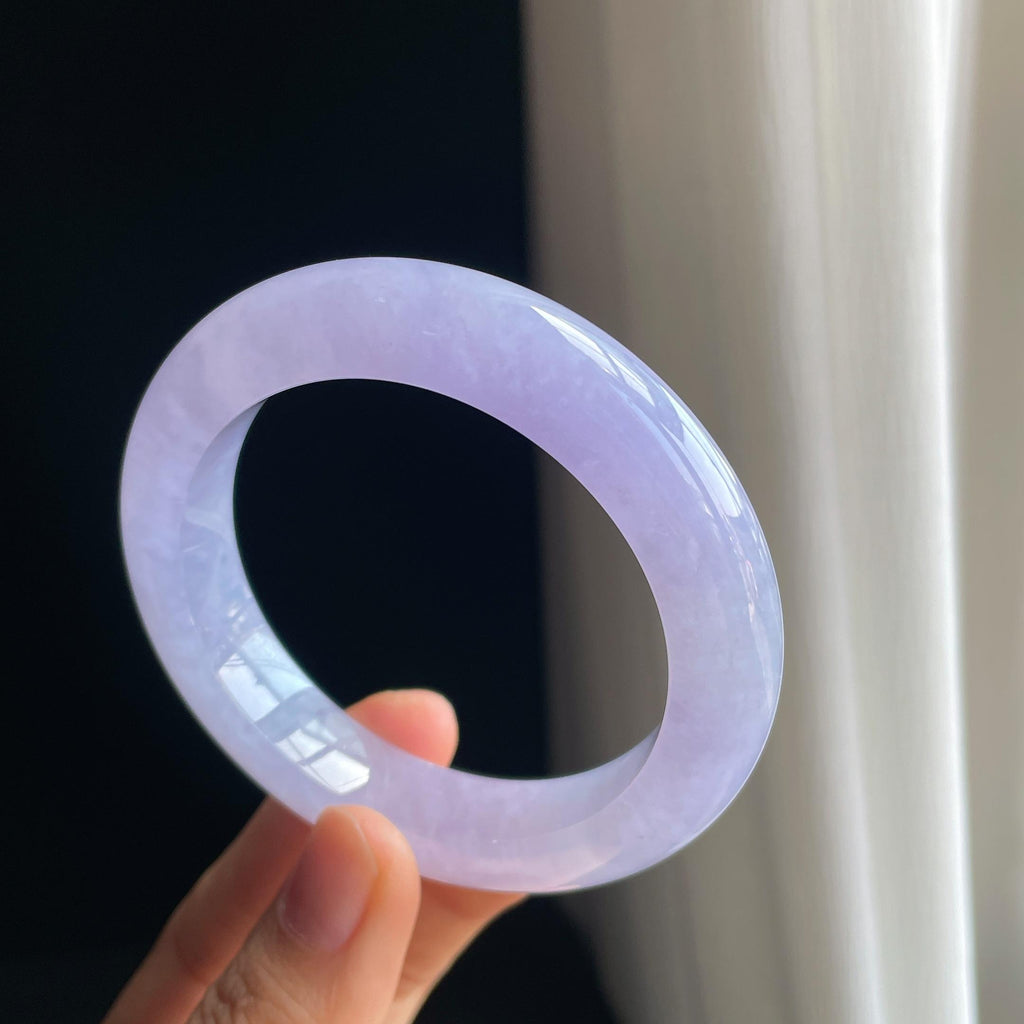 糯冰种紫罗兰翡翠平安镯（54.6mm)（yc349447）