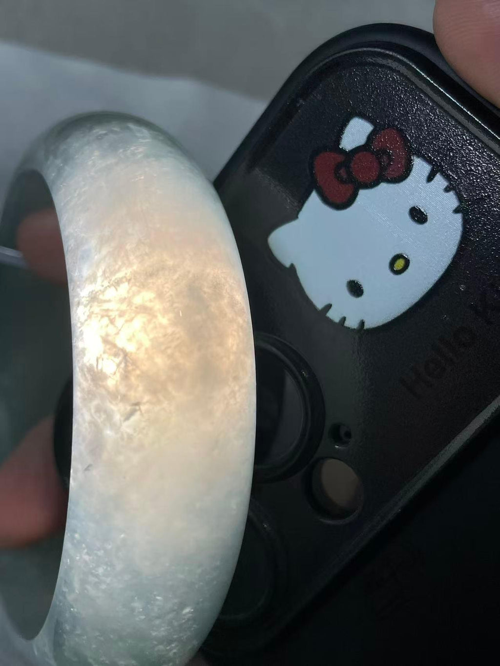 糯冰种晴水宽版轮胎手镯（58.5mm）（yc243442）