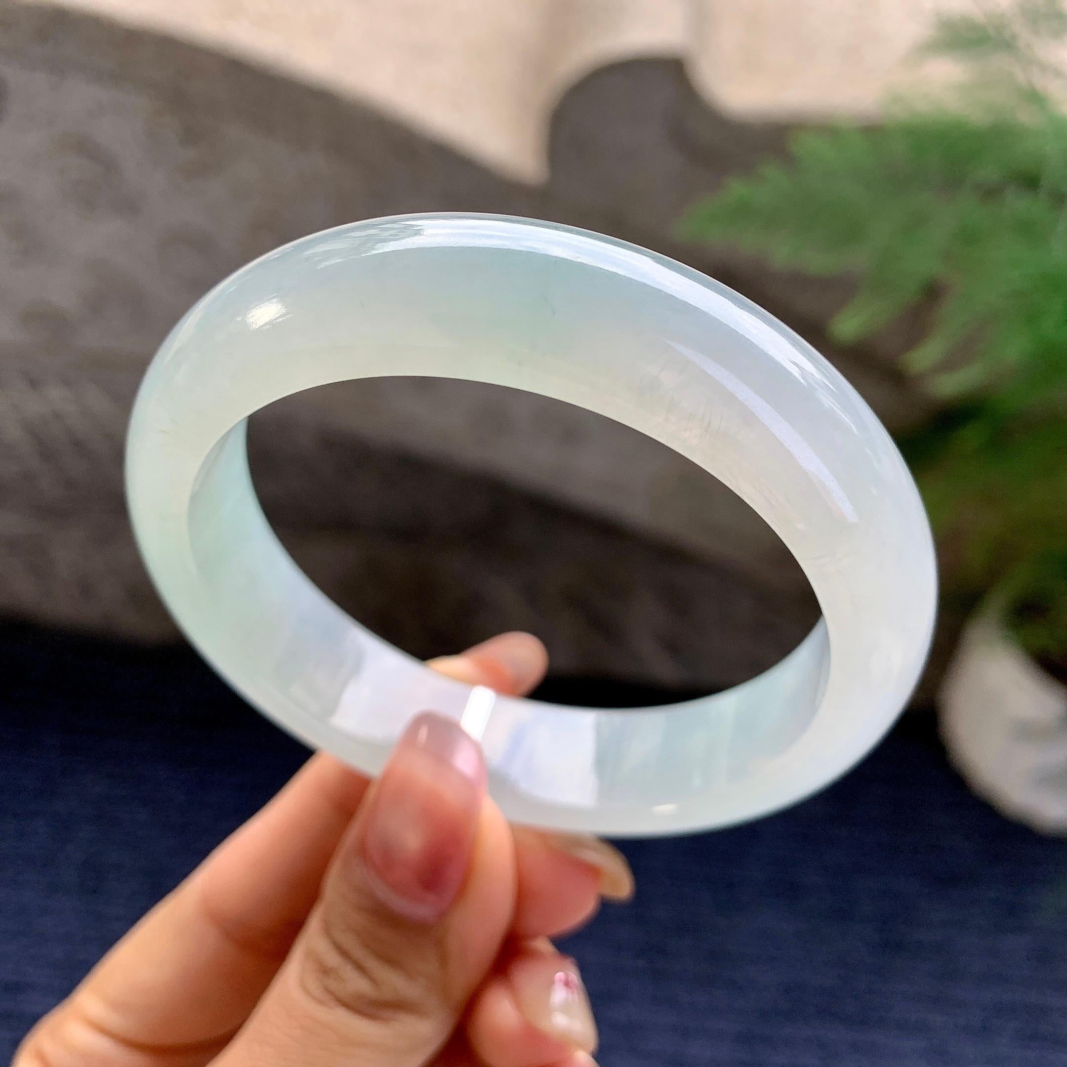 糯冰种带底色平安镯（56.6mm）（yc295584）