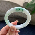 细糯种飘绿花正圈平安镯  53.2圈口  天然缅甸A货翡翠（yc423808）