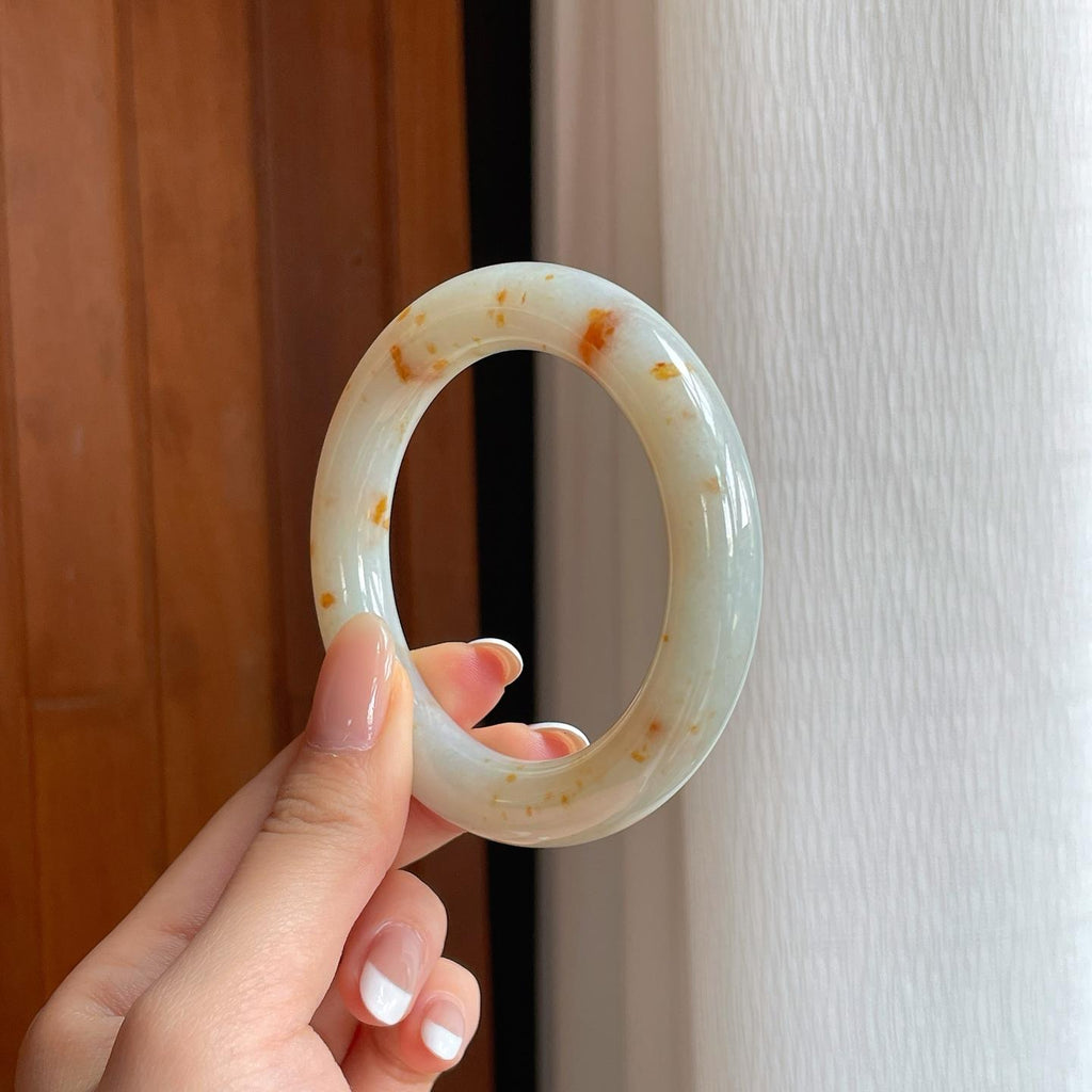 糯冰洒金翡翠圆条手镯（53.6mm)（yc373887）