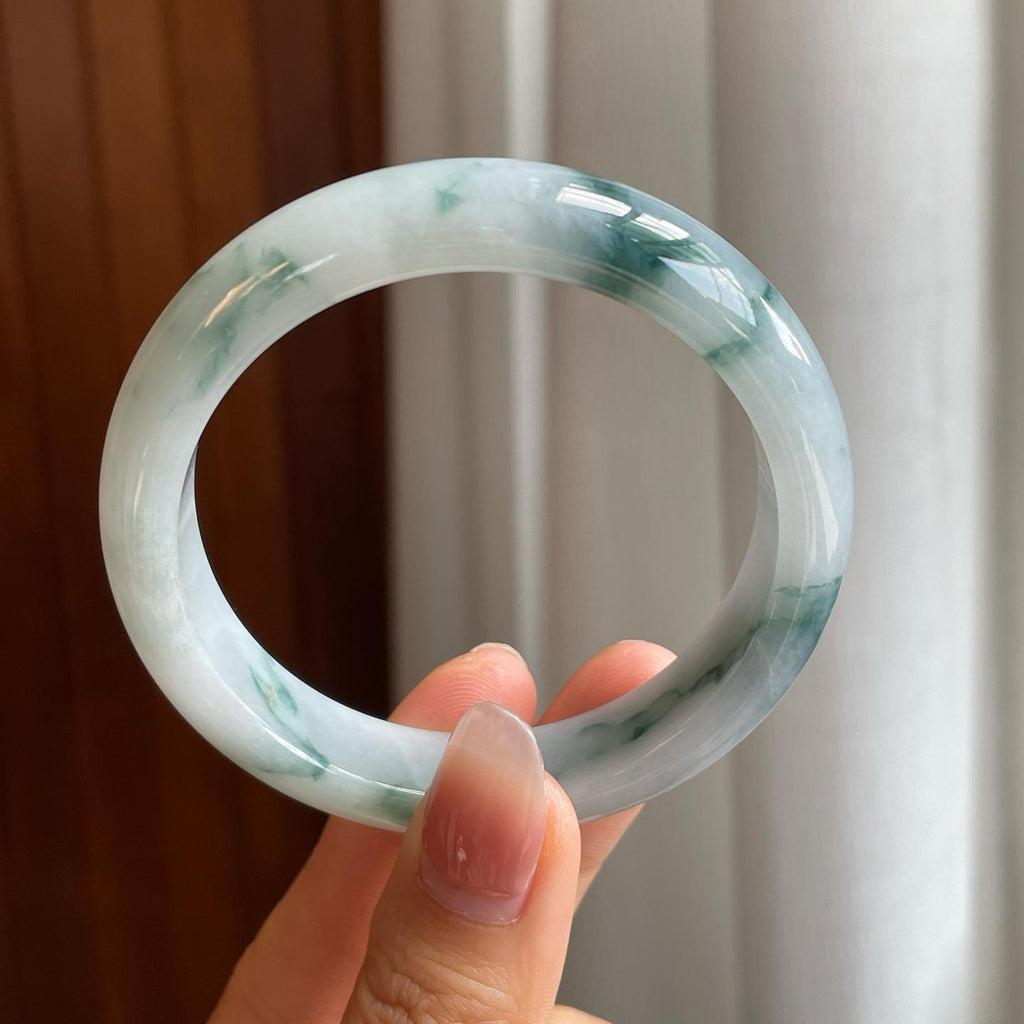 糯冰飘花翡翠平安镯（55.5mm）（yc314128）
