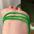 糯冰种阳绿小米珠链（161颗） 天然缅甸A货翡翠（yc355302）