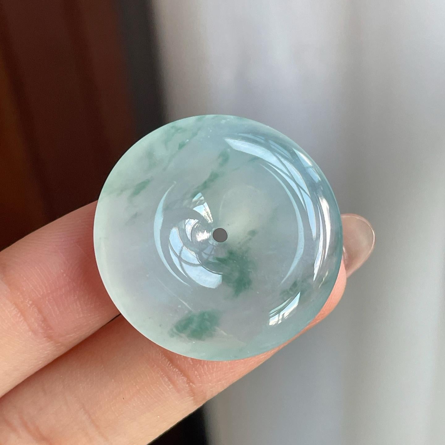 糯冰种飘花翡翠平安扣挂件（yc187354）