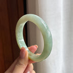 糯冰晴底飘黄翡翠平安镯（58mm)（yc424257）