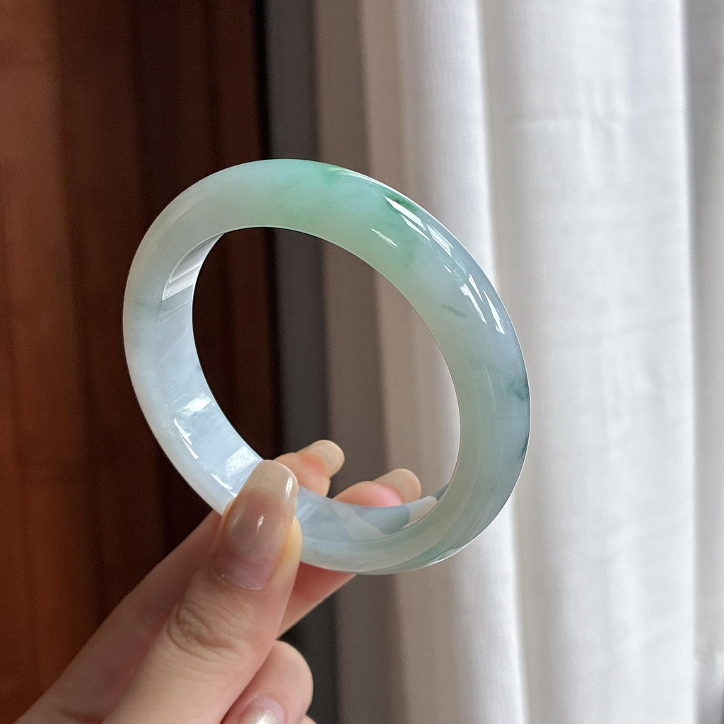 细糯种飘花正圈正圈平安镯 56圈 天然缅甸A货翡翠（yc469610）