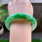 细糯种飘绿圆条手镯（58.3mm）（yc223252）