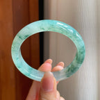 冰种飘花翡翠平安镯（54.6mm)（yc345453）