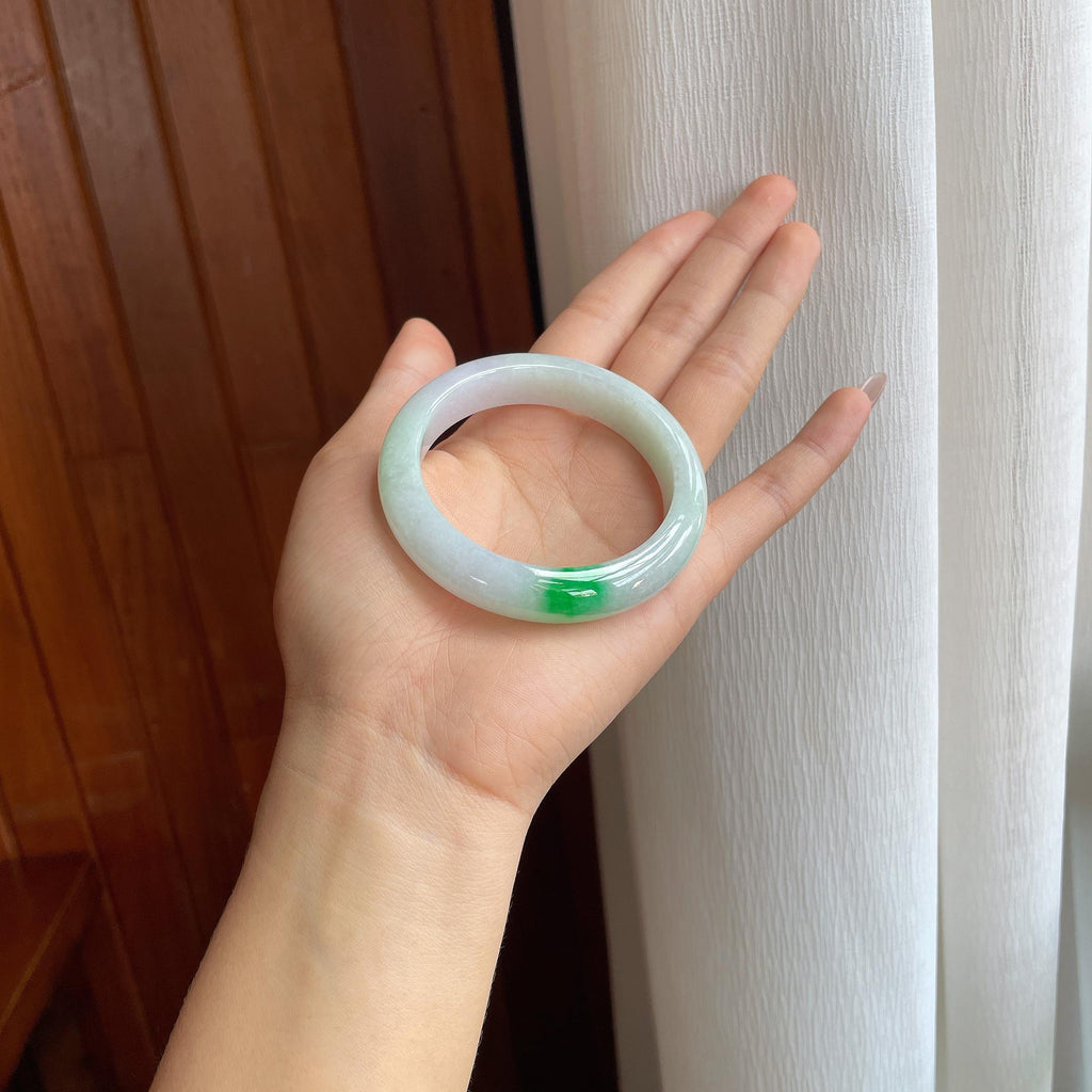 糯冰飘翠翡翠平安镯（54.7mm）（yc314042）