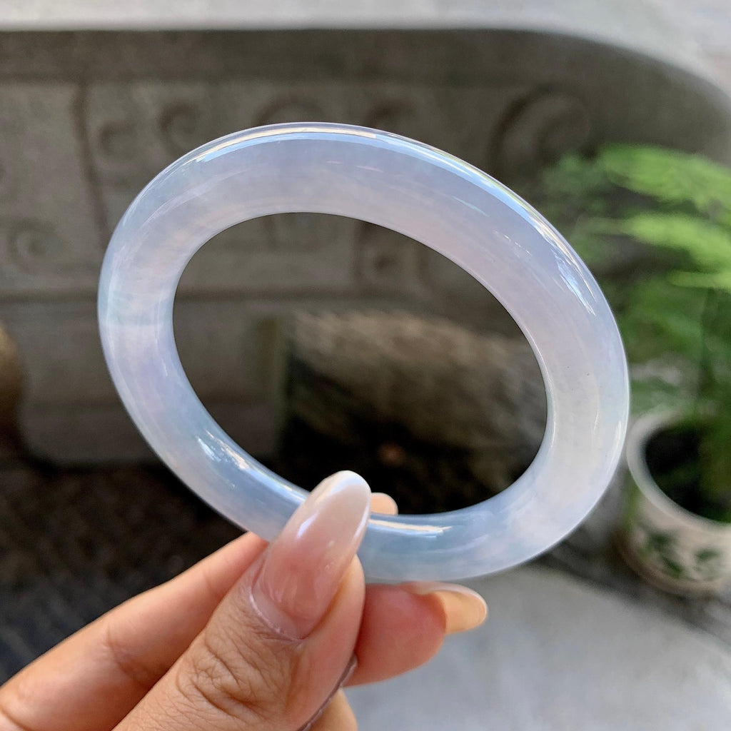 糯冰种紫罗兰圆条手镯（53mm）
