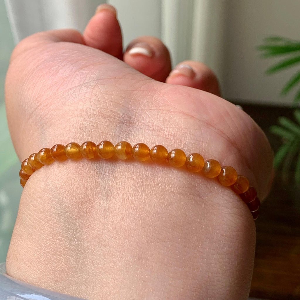 糯冰种红翡小米珠手串  天然缅甸A货翡翠（yc362135）