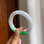 糯冰白底青翡翠平安镯（56.7mm)（yc406758）