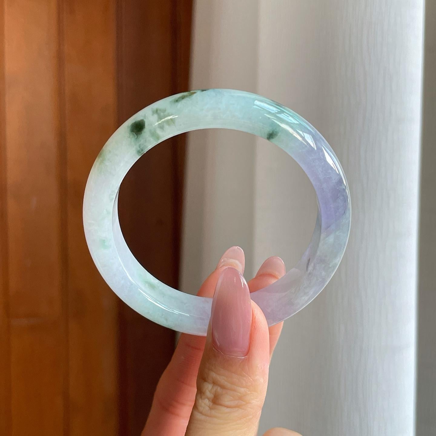 糯冰飘花翡翠平安镯（51.8mm）（yc286507）