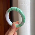 糯冰带色翡翠平安镯（54.3mm)（yc423145）