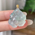 18k金镶冰种飘花荷花吊坠   天然缅甸A货翡翠（yc352954）