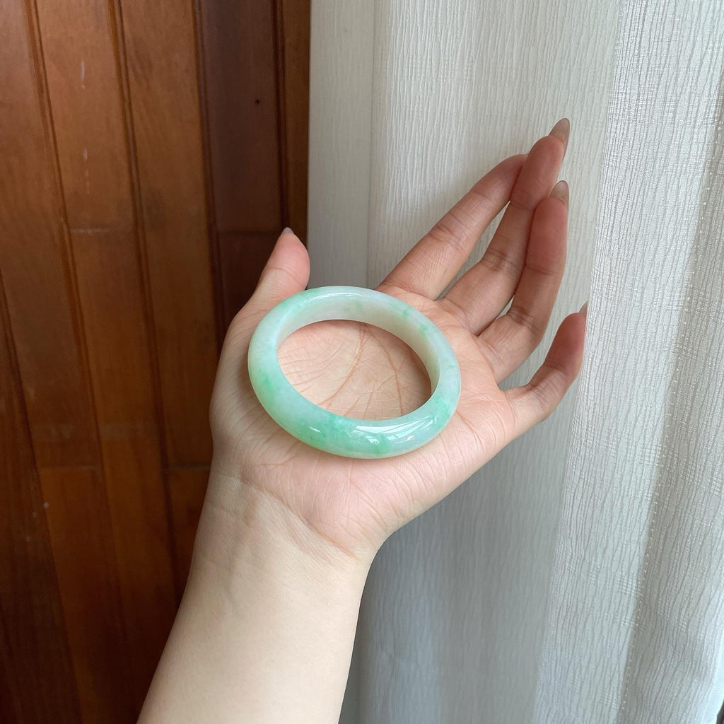 糯冰飘花翡翠平安镯（51mm）（yc295011）