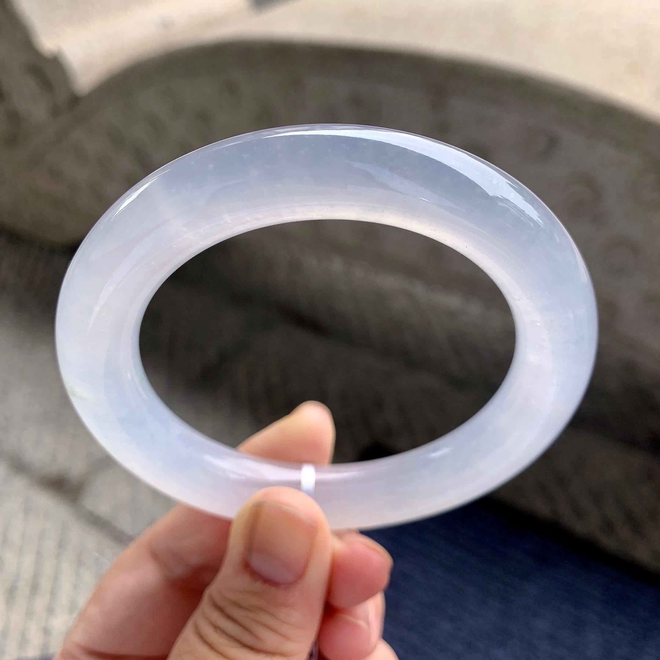 糯冰种无色圆条手镯（58mm）（yc228492）