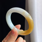 糯冰黄翡翡翠平安镯（57mm)（yc322618）