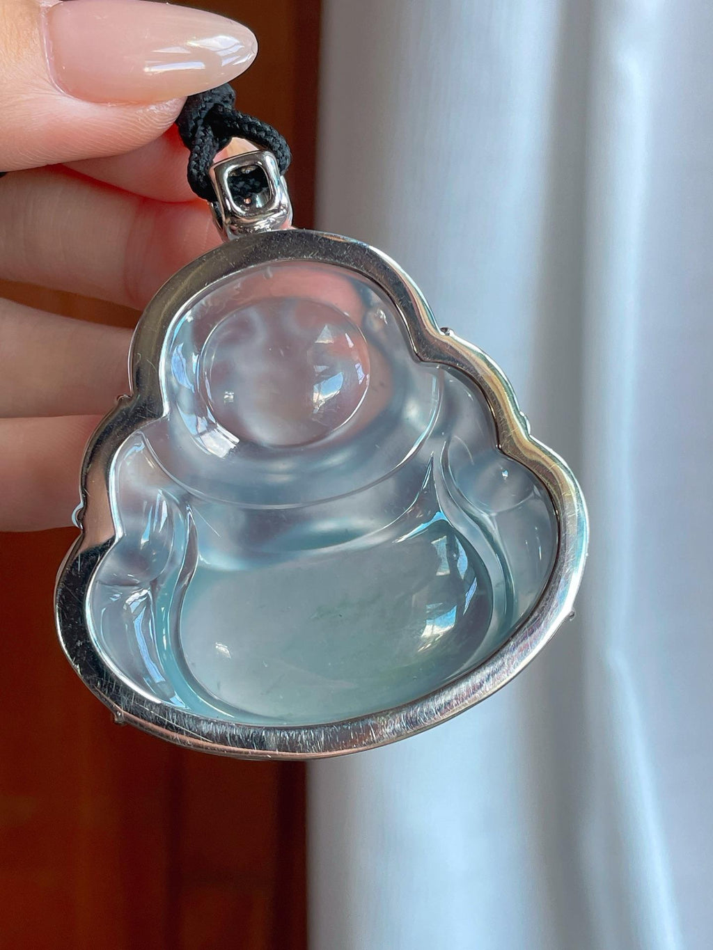 18k金镶冰种蓝底翡翠佛公（yc241844）