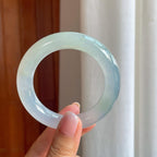 冰种白月光翡翠圆条手镯（52mm)（yc386431）