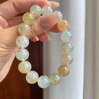 冰种黄翡翡翠珠串手串（yc247163）