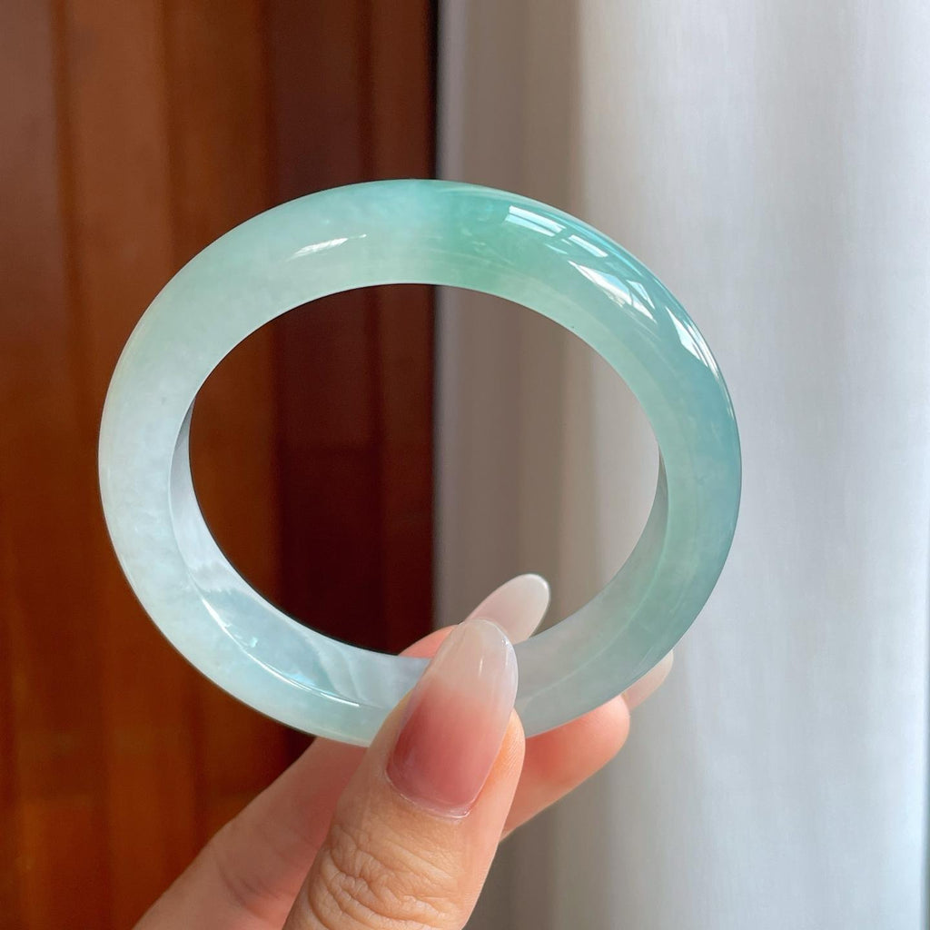 冰种飘花翡翠平安镯（55.8mm）（yc269020）