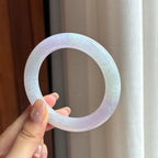 糯冰春带彩翡翠圆条手镯 55圈（yc434864）
