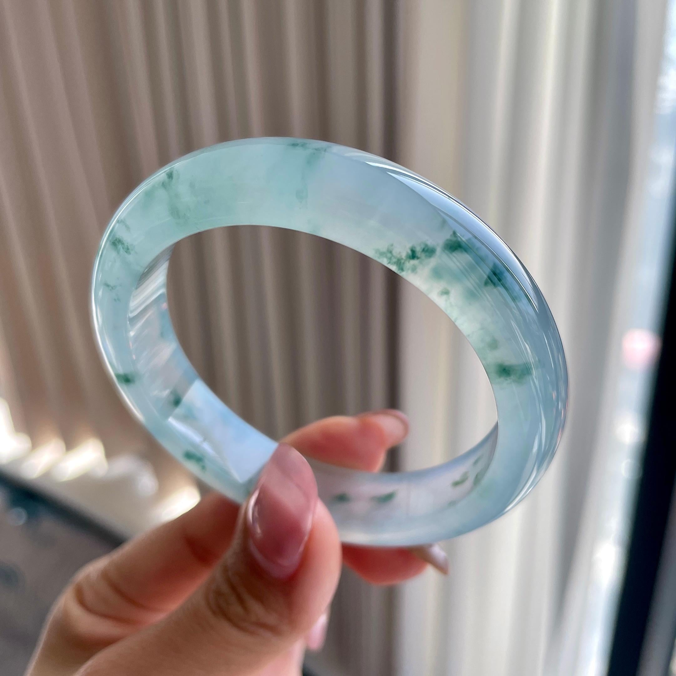 冰种飘花平安镯（56.8mm）（yc306460）