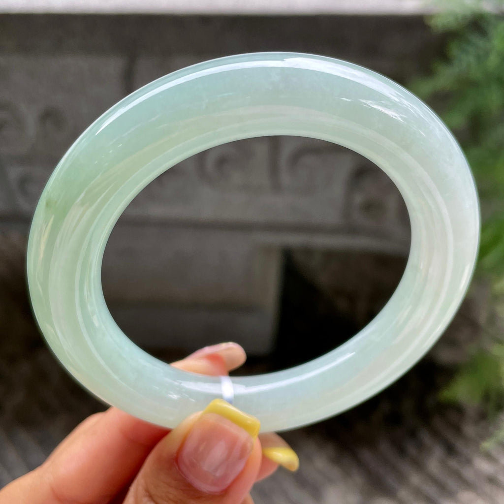 细糯种晴底圆条手镯56.5圈        天然缅甸A货翡翠（yc383114）