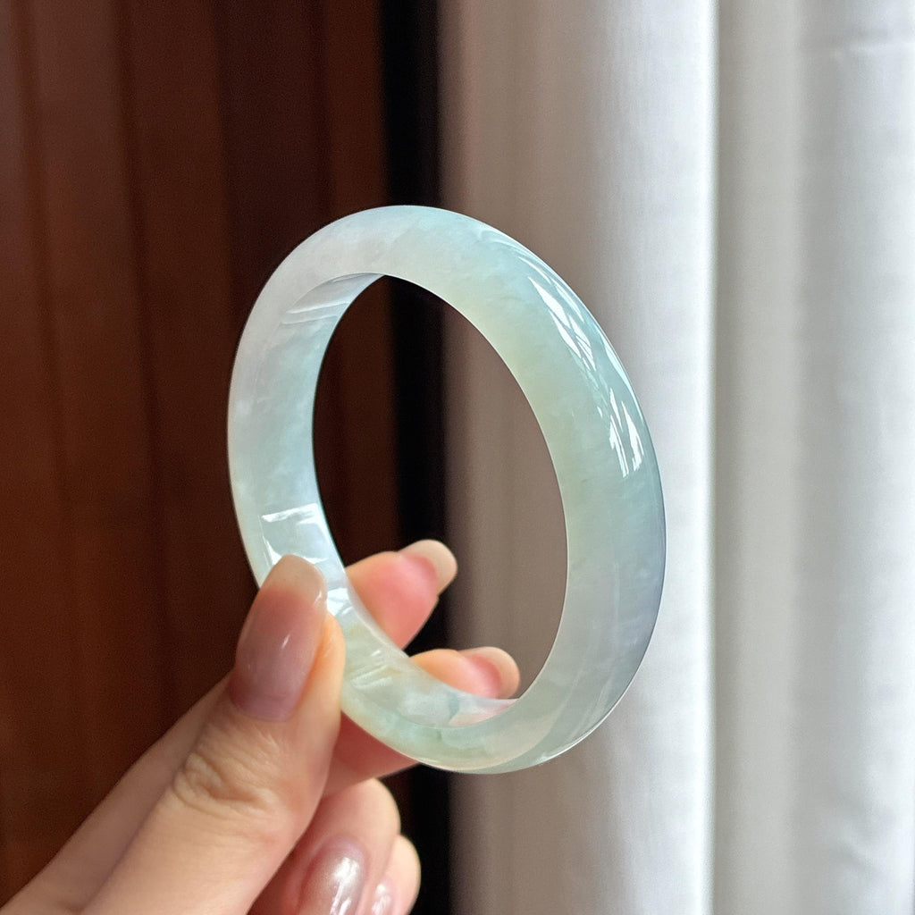 细糯种黄翡正圈平安镯 53圈 天然缅甸A货翡翠（yc441270）