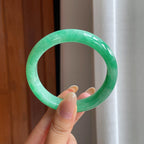 糯冰满绿翡翠平安镯（57.8mm)（yc416193）
