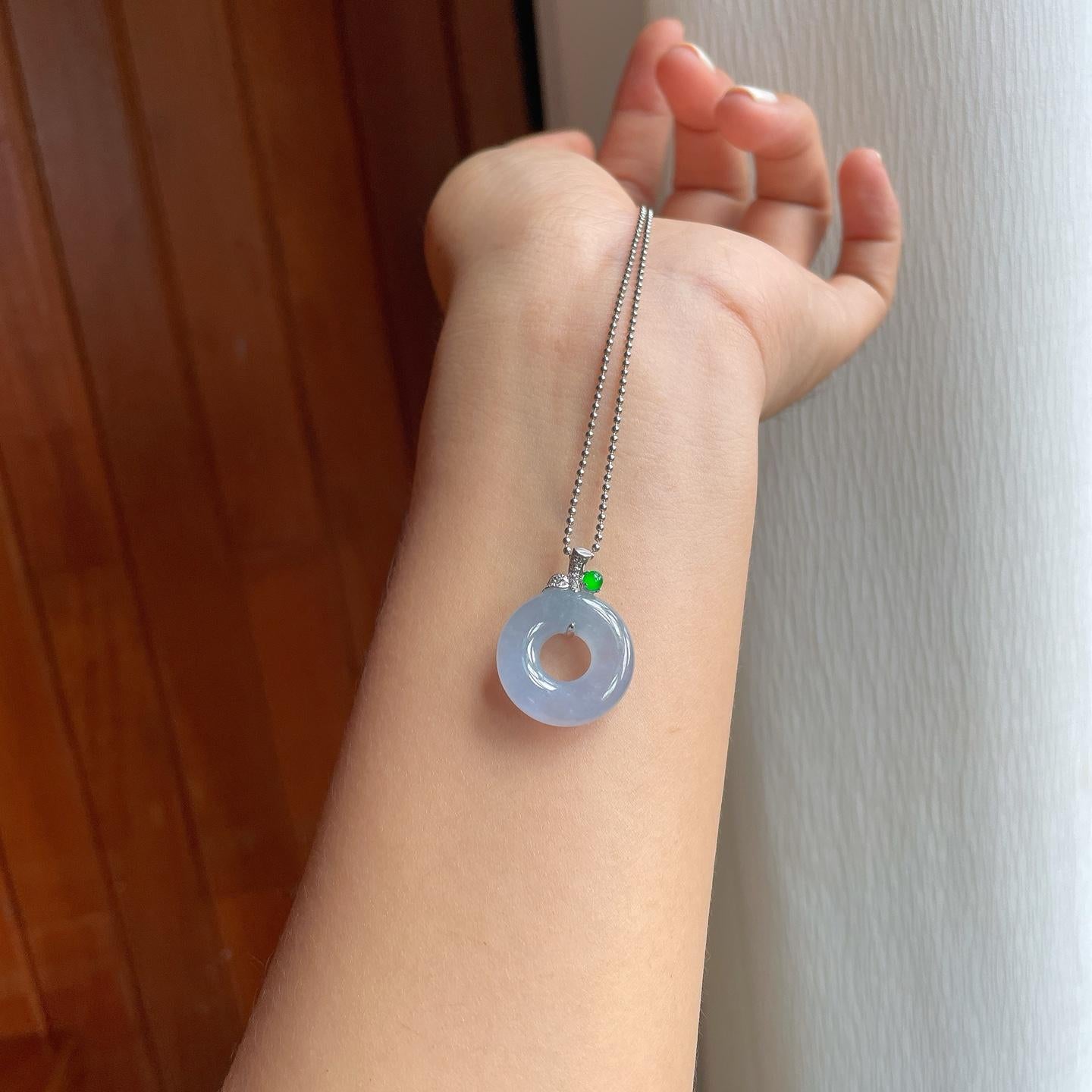 18k金扣冰种紫罗兰翡翠甜甜圈（yc248547）