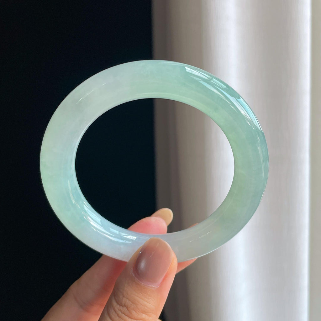 糯冰淡晴底翡翠圆条手镯（56.8mm）（yc419720）