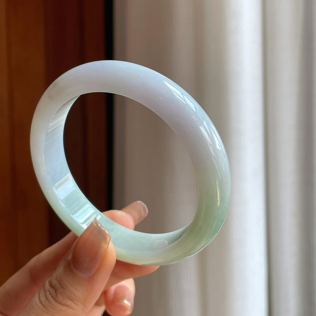 糯冰淡春彩翡翠平安镯（58.6mm）（yc373906）