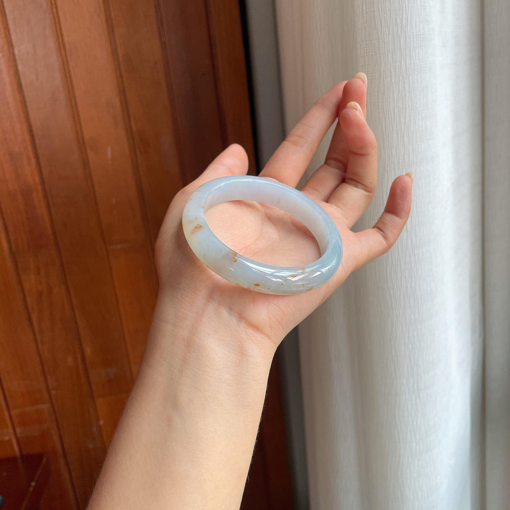糯冰特色黄翡翡翠平安镯(56.5mm)（yc400240）