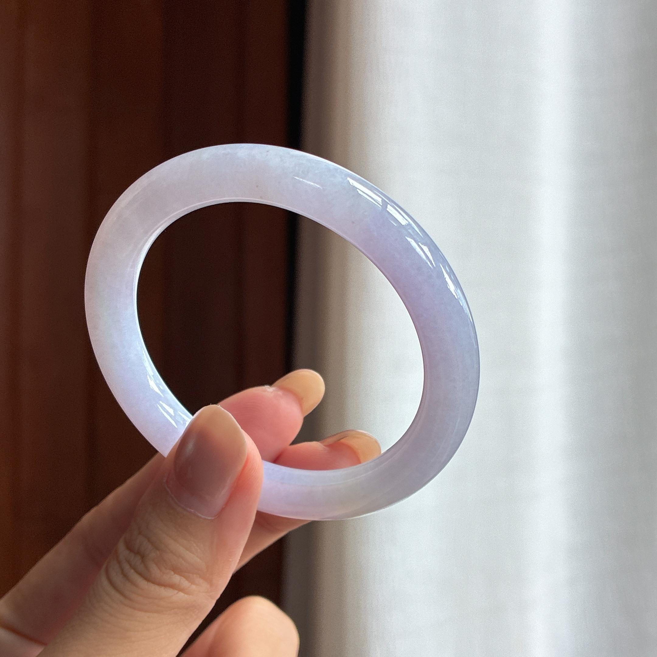糯冰淡紫罗兰翡翠圆条手镯 50圈（yc424233）